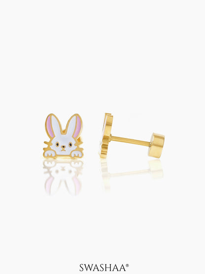 Ra Ra Rabbit 18K Gold Plated Kid's Earrings Gold