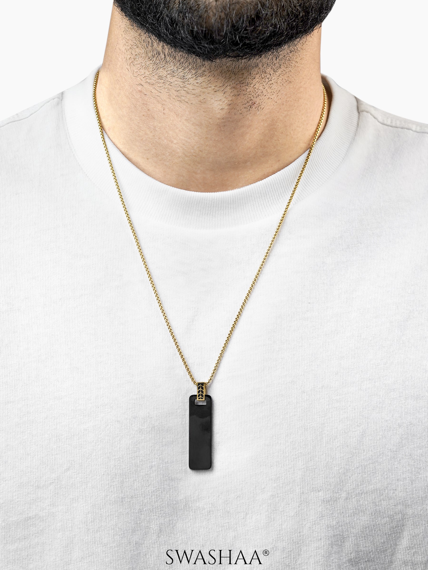 Zoren Tag 18K Gold Plated Men's Chain Pendant