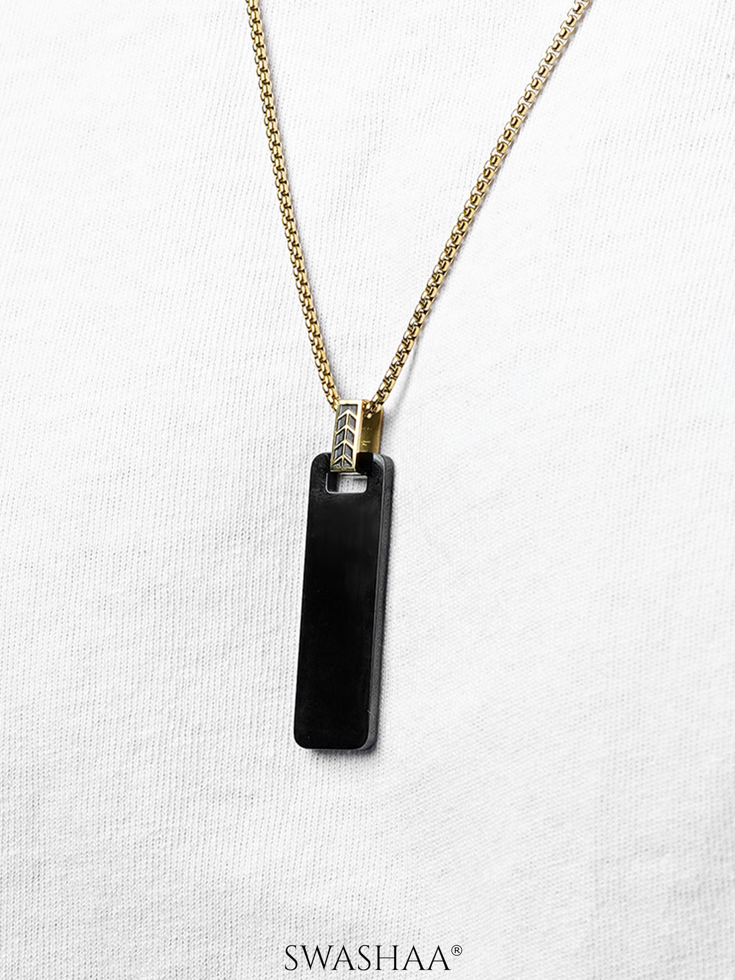 Zoren Tag 18K Gold Plated Men's Chain Pendant