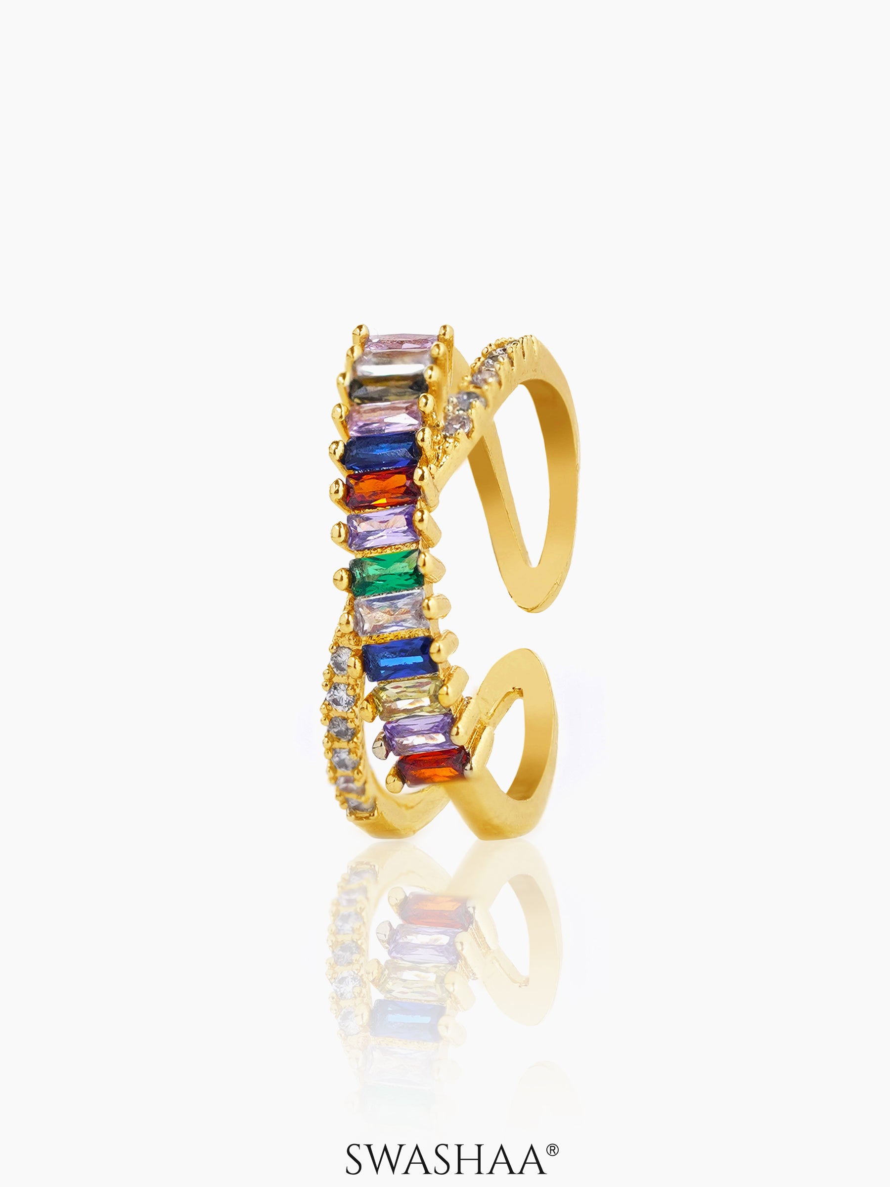 Rainbow 18K Gold Plated Ring Gold