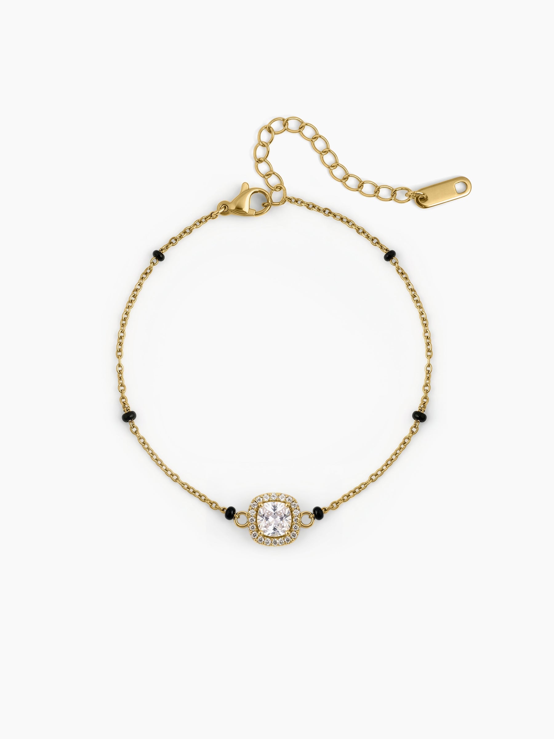 Rashi Solitaire Halo Mangalsutra Bracelet 18K Gold Plated