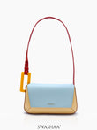 Rea Geometic Flap Leather Shoulder Bag Pastel Multicolor