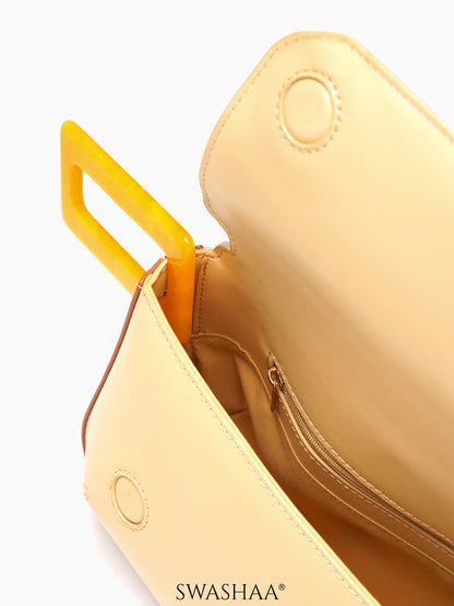 Rea Geometic Flap Leather Shoulder Bag