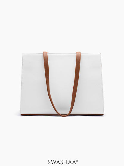 Reece Printed Front Pocket Leather Tote Bag