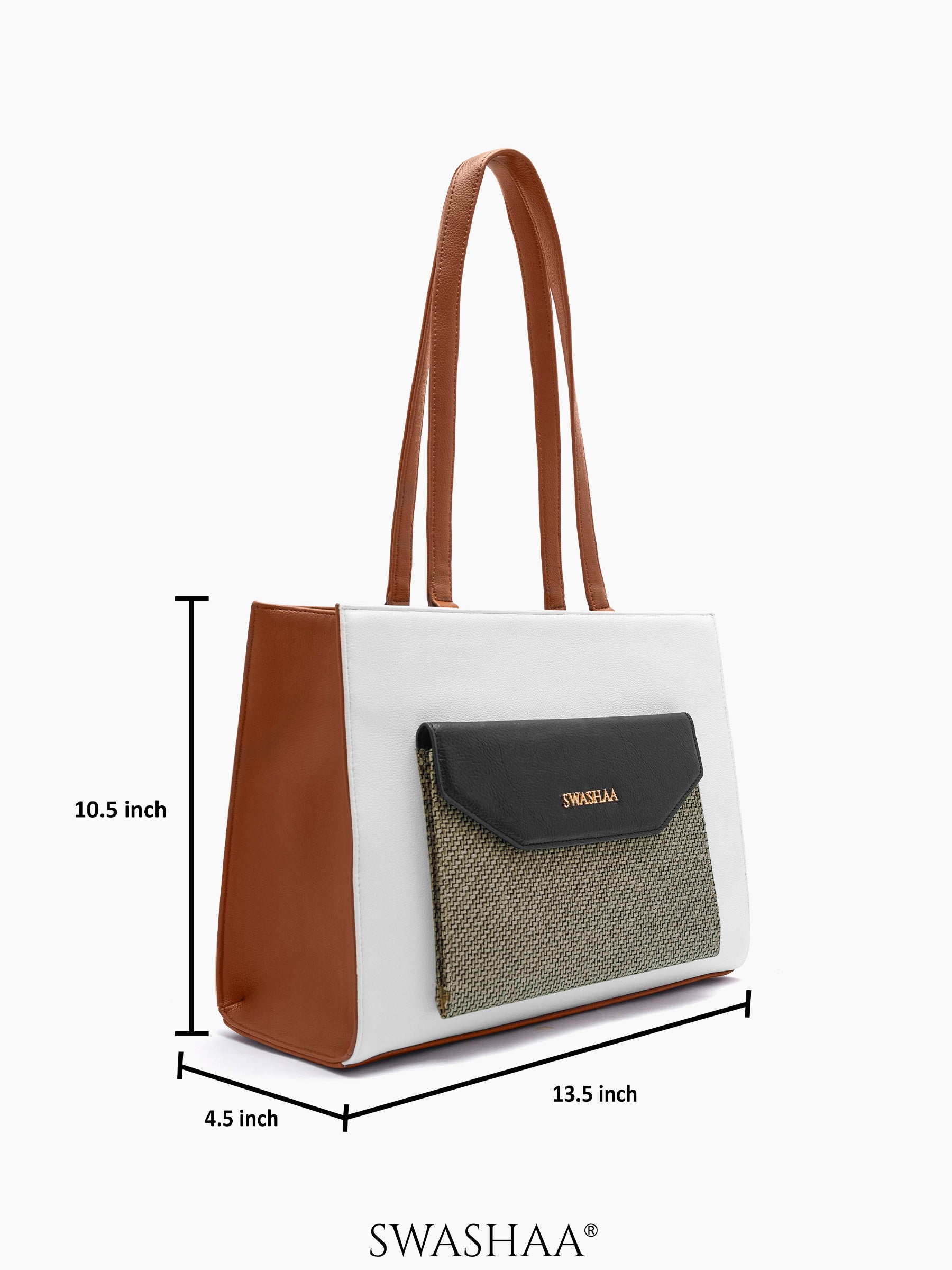 Reece Printed Front Pocket Leather Tote Bag