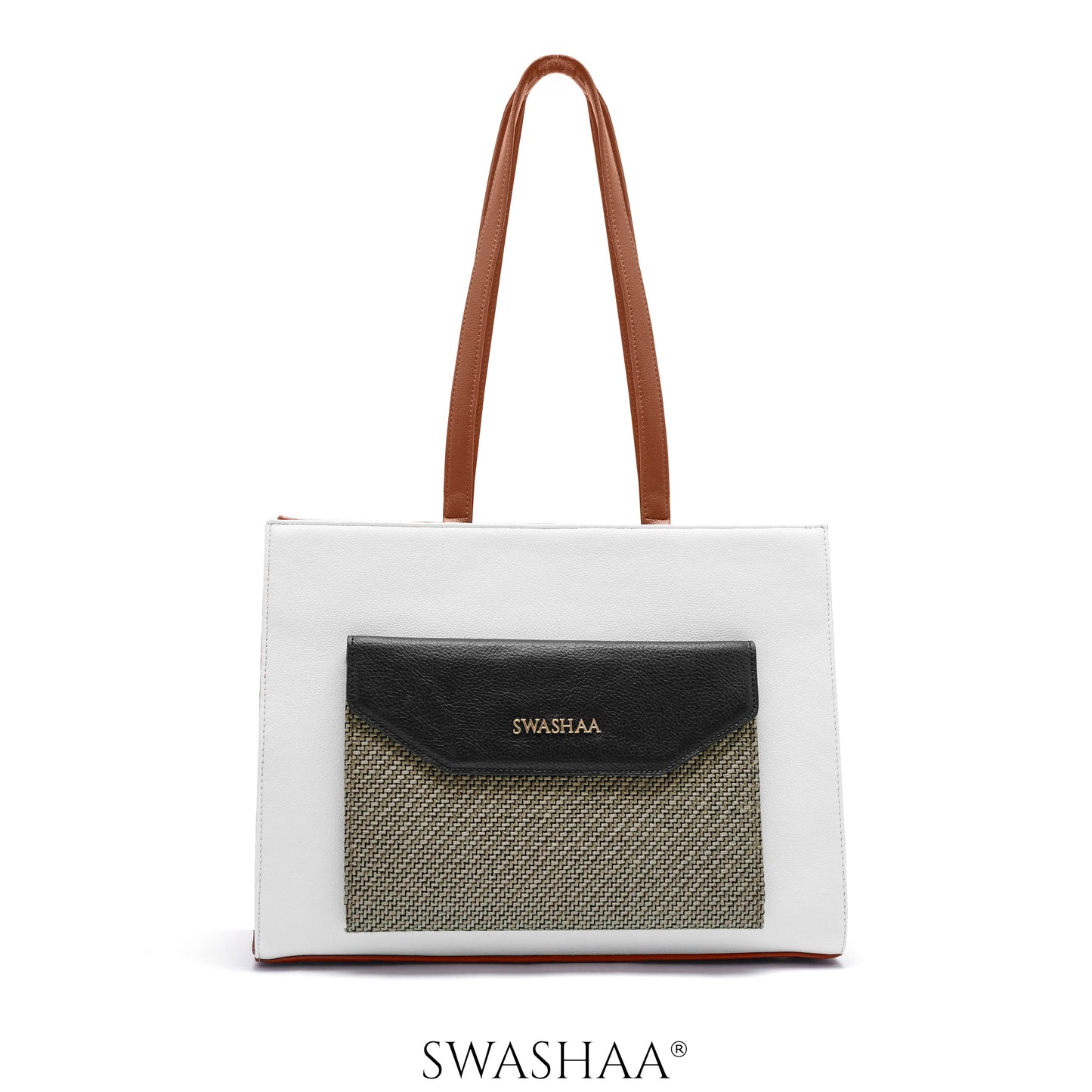 Reece Printed Front Pocket Leather Tote Bag