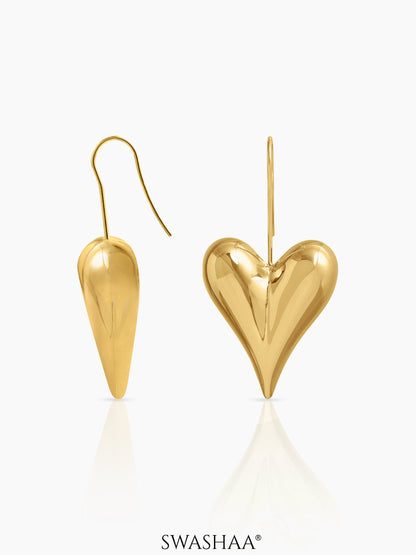 Reeva Heart 18K Gold Plated Women's Drop Earrings