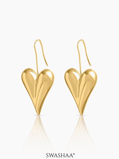 Reeva Heart 18K Gold Plated Women's Drop Earrings 18K Gold Plated