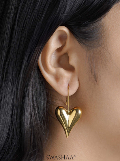 Reeva Heart 18K Gold Plated Women's Drop Earrings
