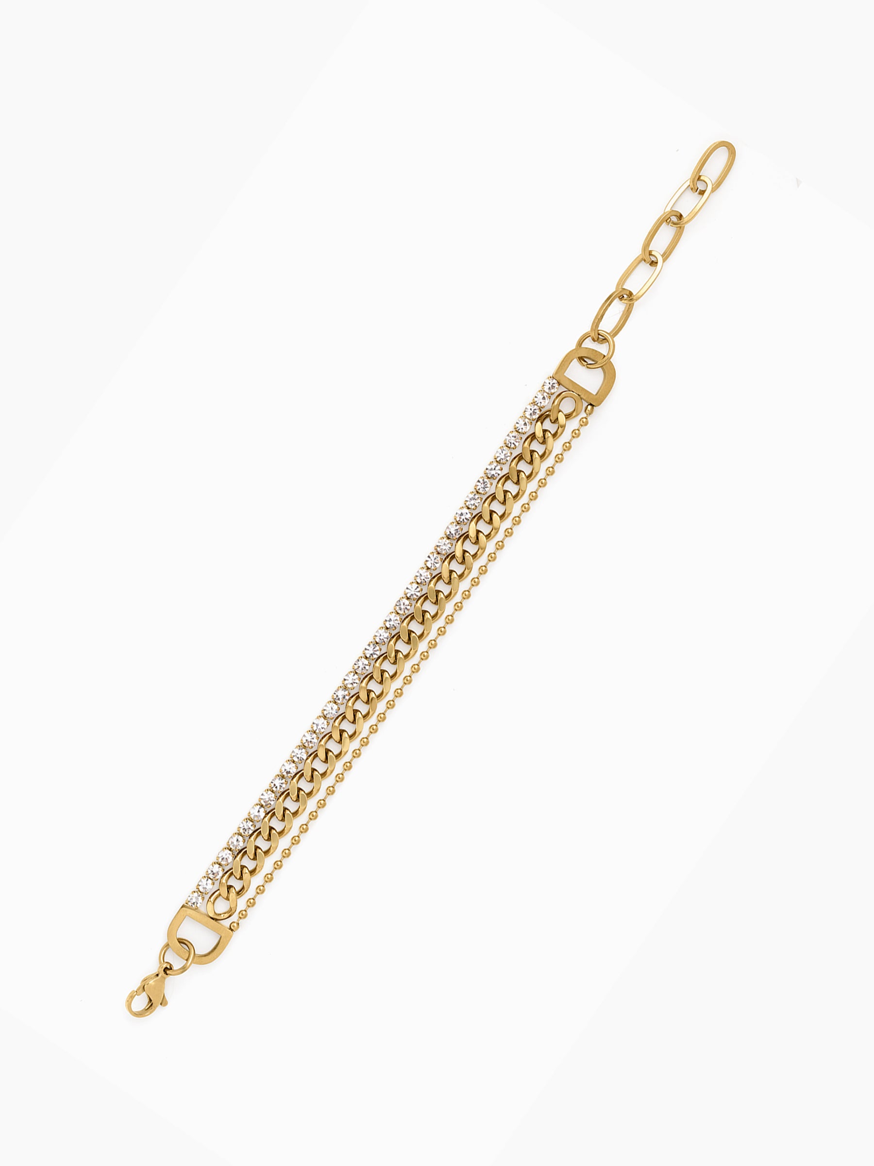 Rehaan Diamond 18K Gold Plated Layered Chain Bracelet Gold