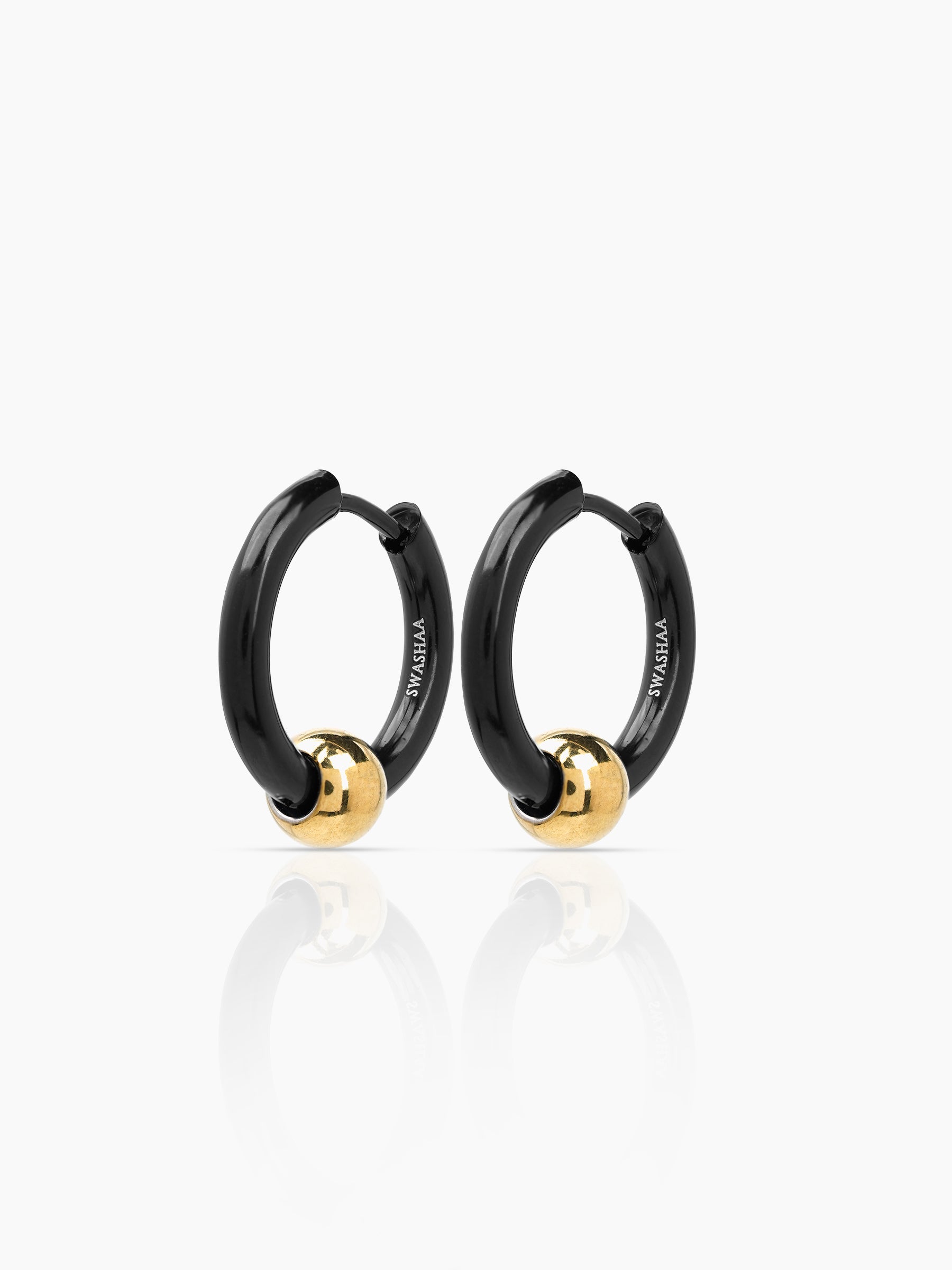 Reign Orbit Black - 18K Gold Plated Men's Hoop Earrings