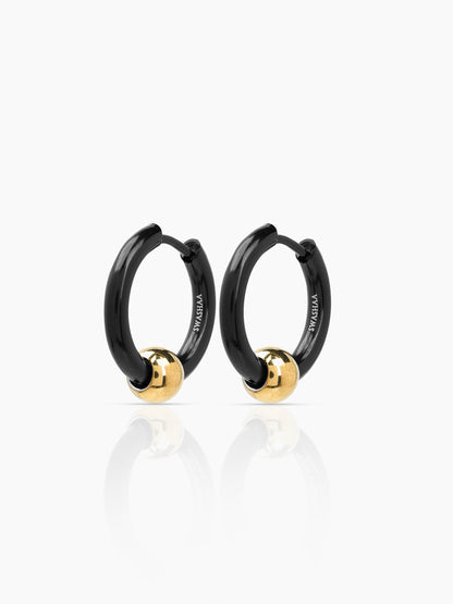 Reign Orbit Black - 18K Gold Plated Men's Hoop Earrings
