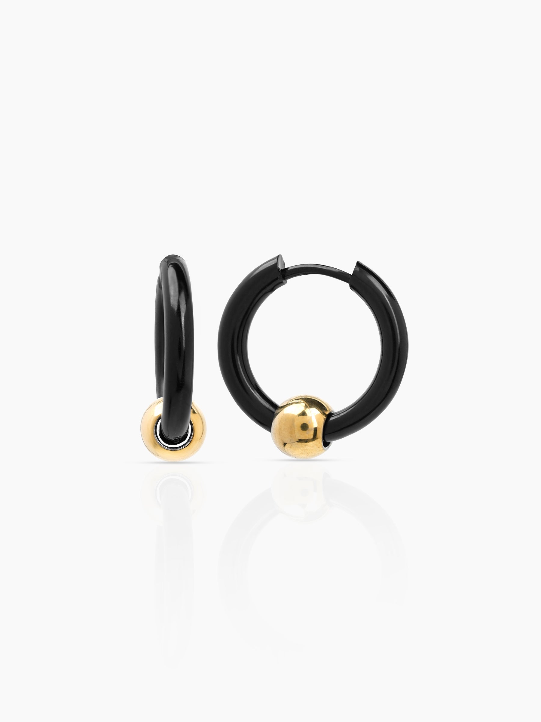 Reign Orbit Black - 18K Gold Plated Men's Hoop Earrings Black