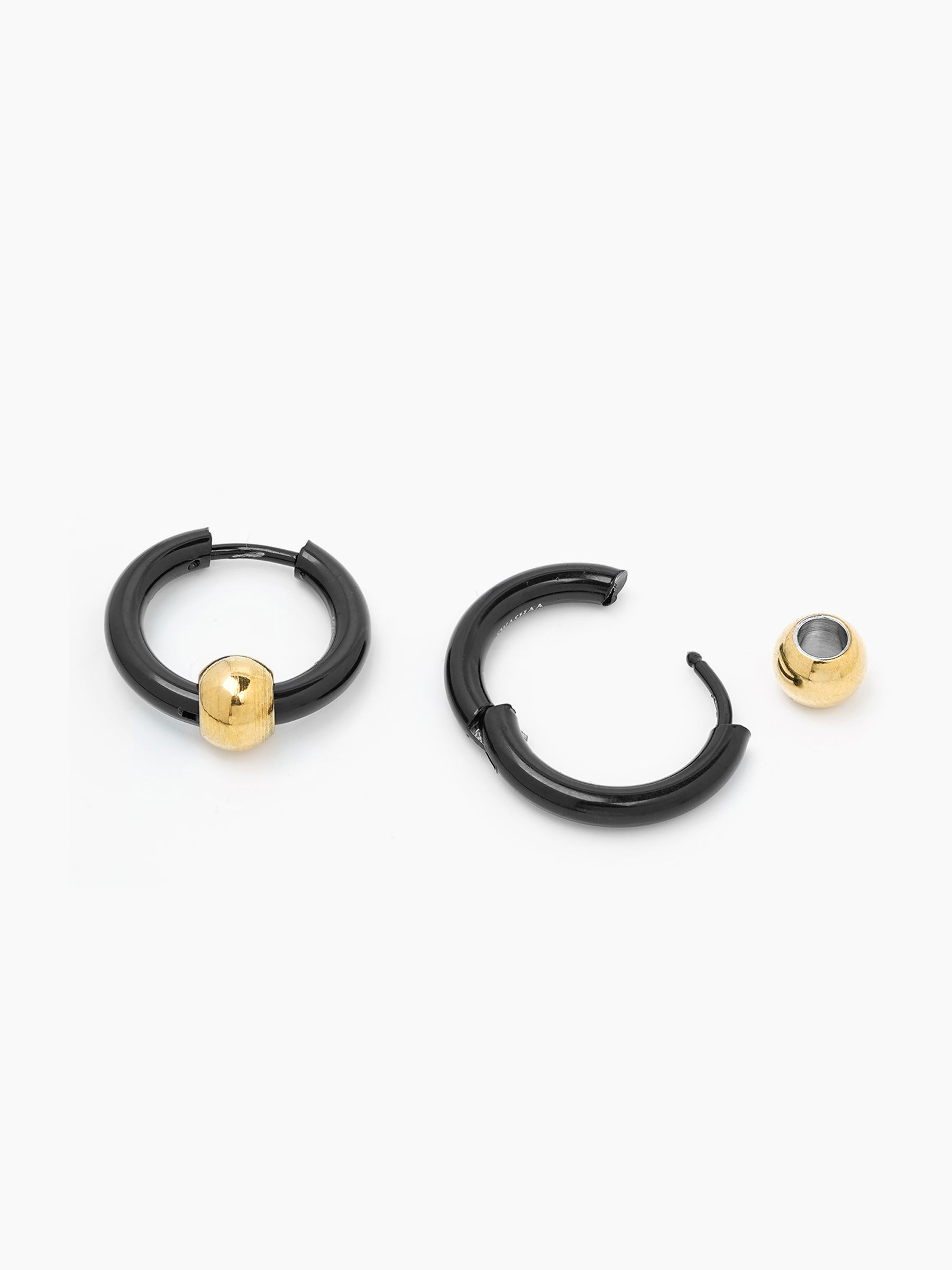 Reign Orbit Black - 18K Gold Plated Men's Hoop Earrings