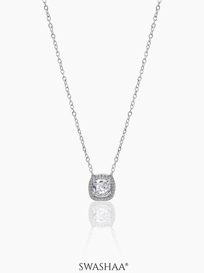 Reine Solitaire Diamond Necklace Silver