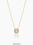 Reine Solitaire Diamond Necklace 14K Gold Plated