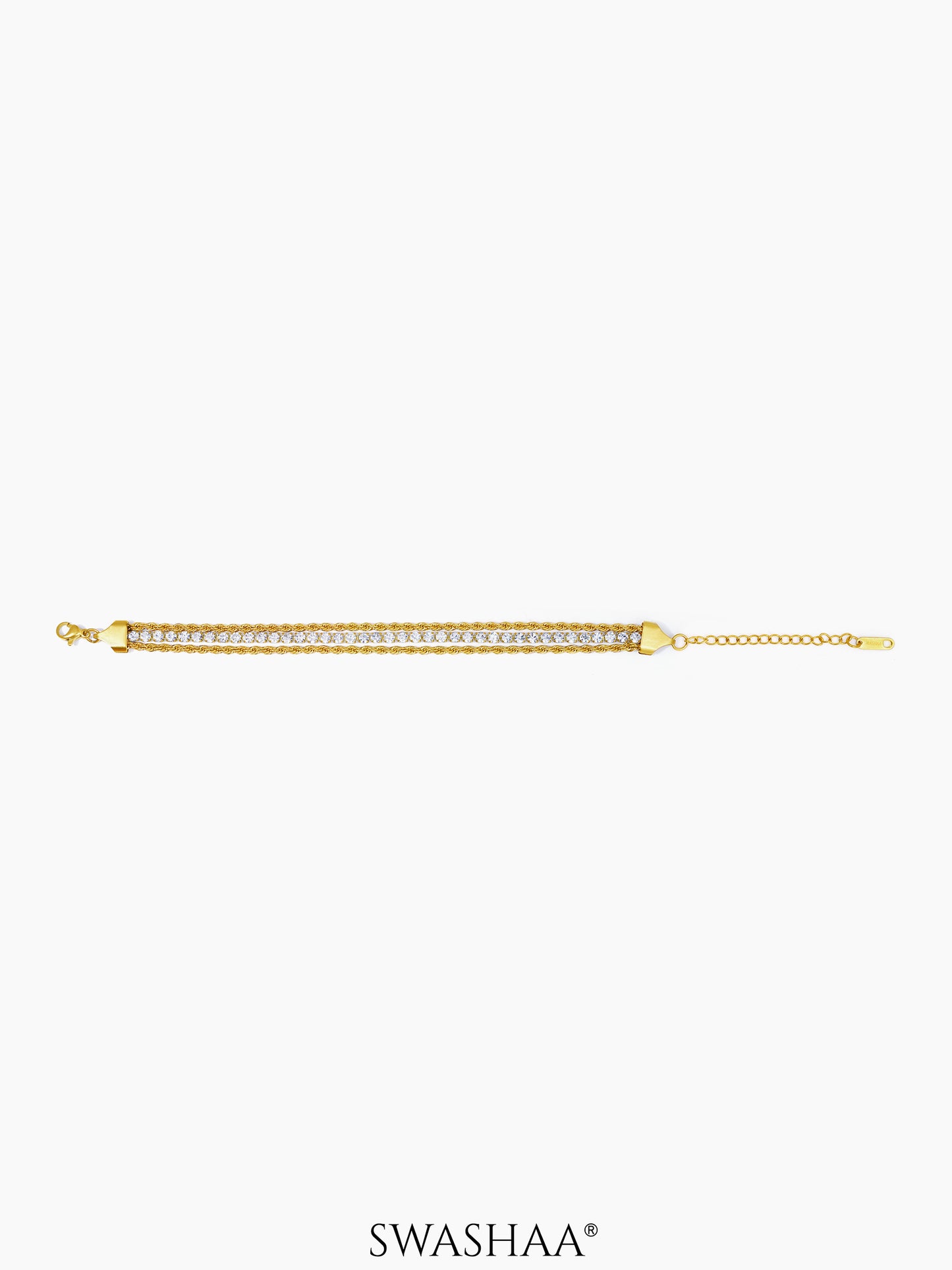 Reya Diamond Layered Rope 18K Gold Plated Bracelet White - 18K Gold