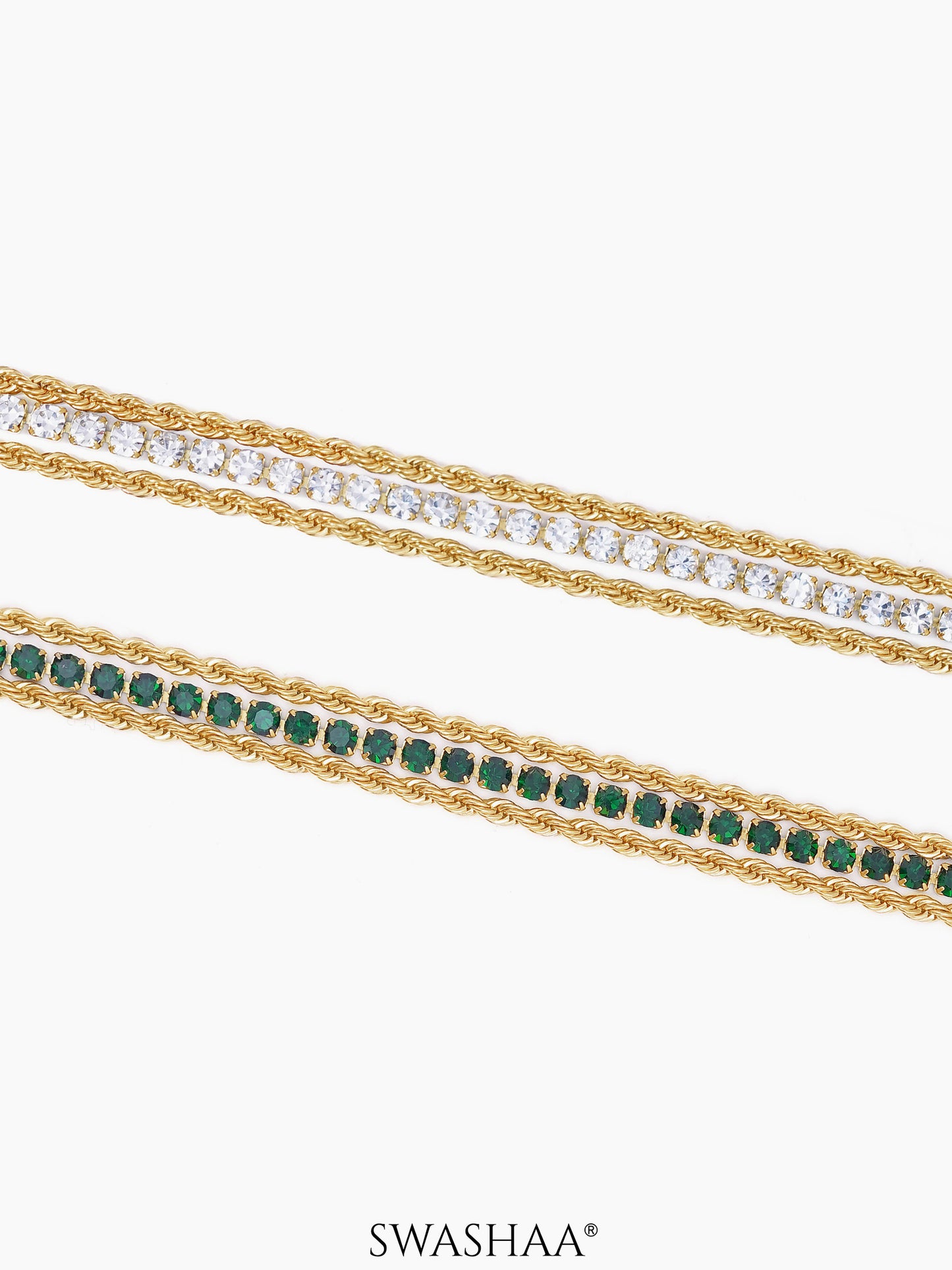 Reya Diamond Layered Rope 18K Gold Plated Bracelet