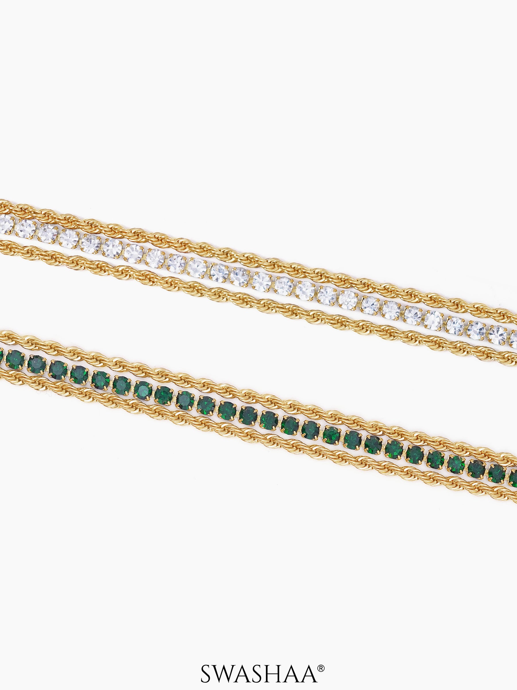 Reya Diamond Layered Rope 18K Gold Plated Bracelet