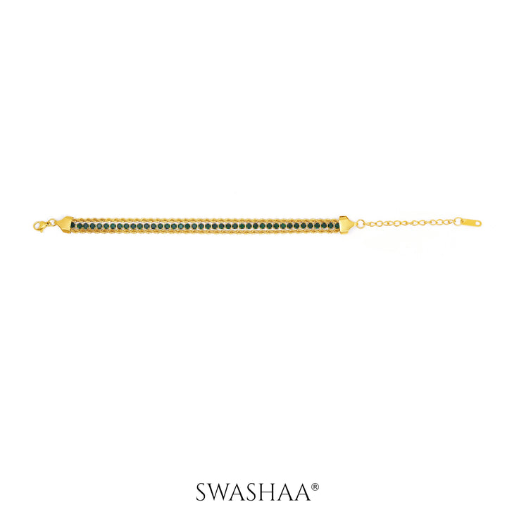 Reya Diamond Double Layered Rope 18K Gold Plated Bracelet Green - 18K Gold