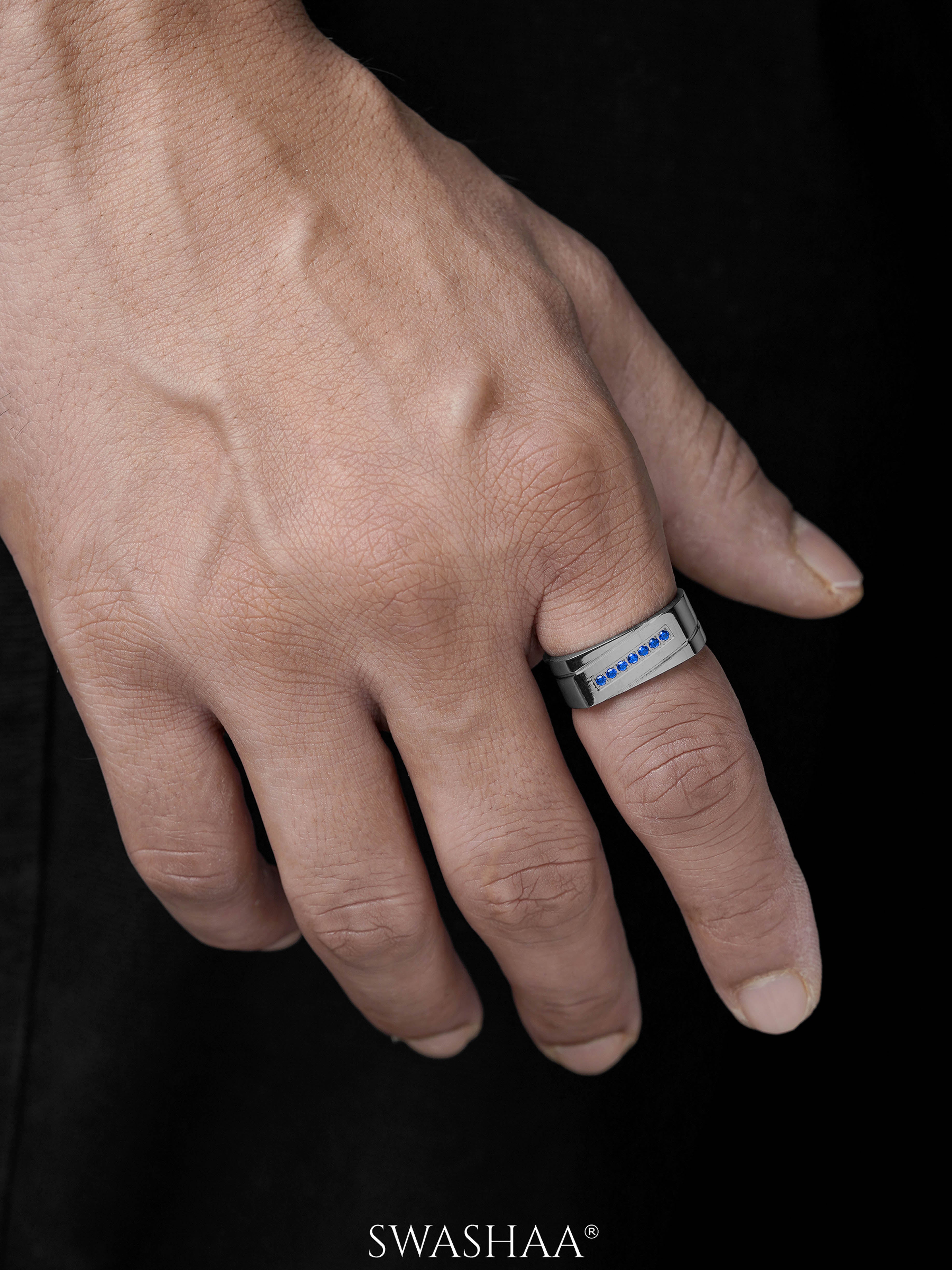 Rheon Blue Diamond Signet Men's Ring