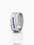 Rheon Blue Diamond Signet Men's Ring Silver