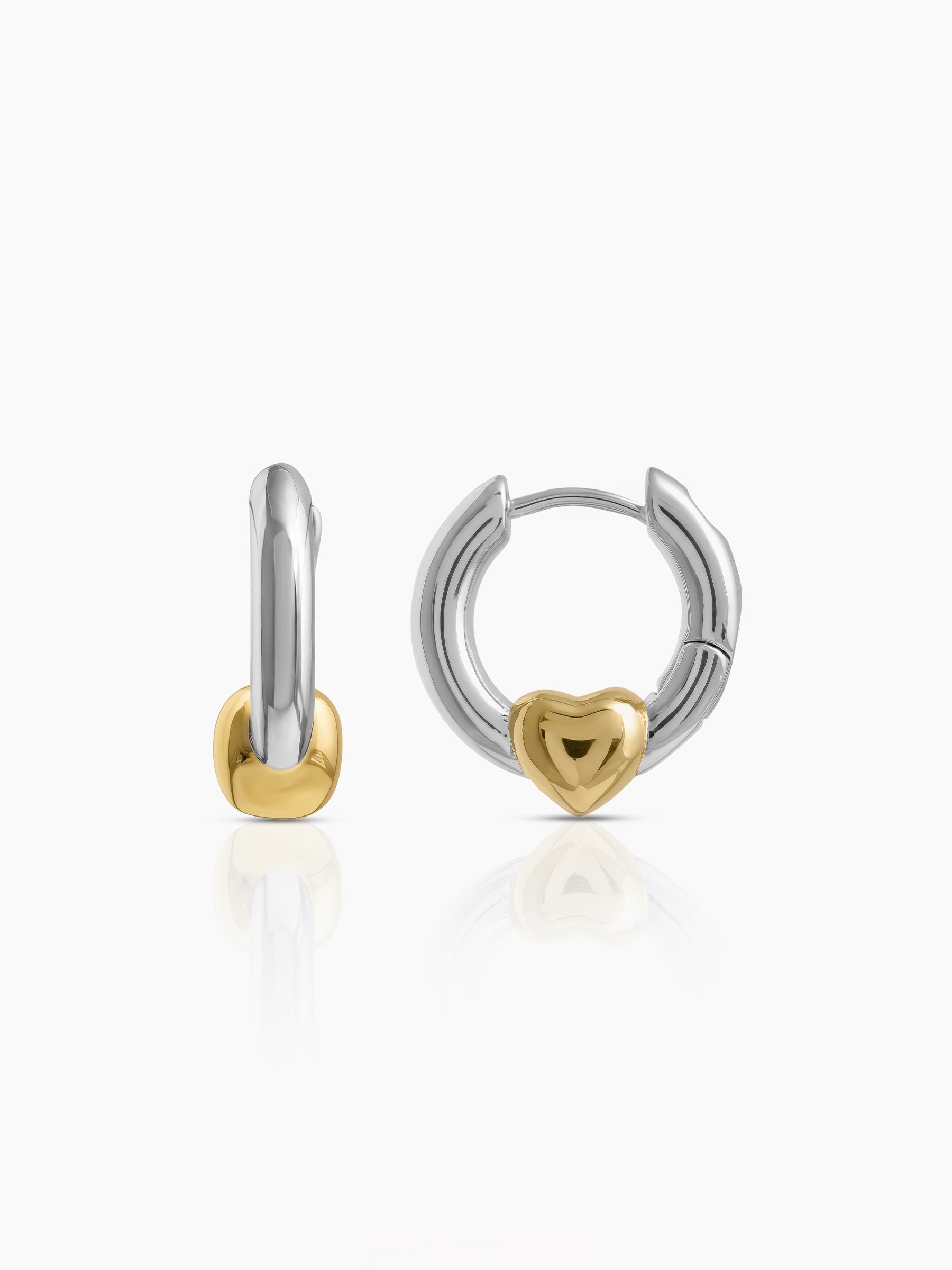 Rinava Heart Hoop Earrings Two Tone