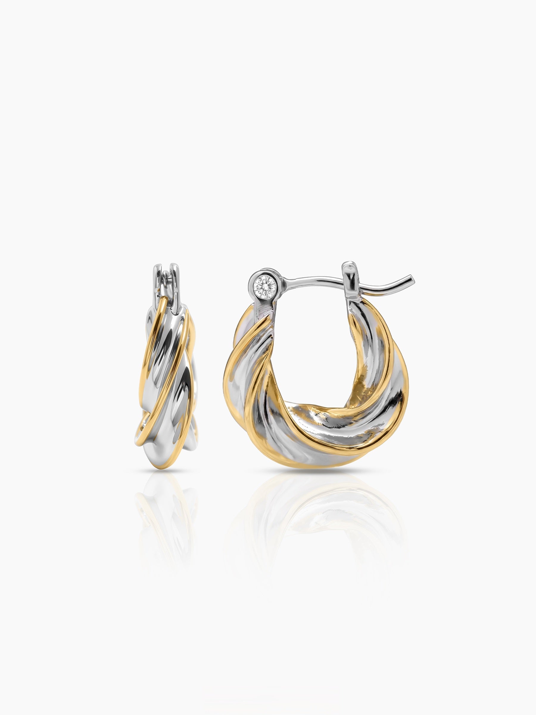 Riona Dual Tone Hoop Earrings Two Tone