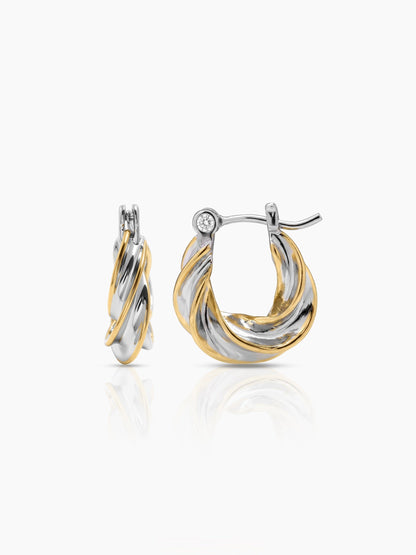 Riona Dual Tone Hoop Earrings Two Tone