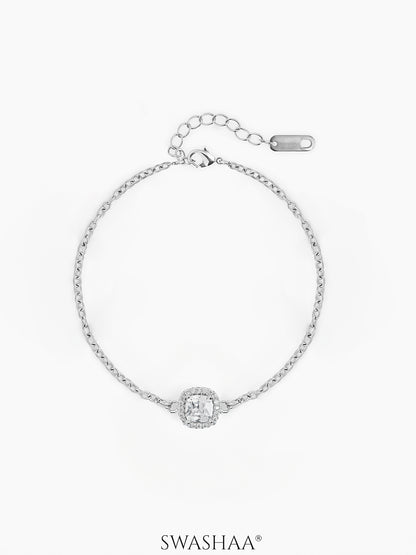Riva Solitaire Halo Diamond Bracelet Silver