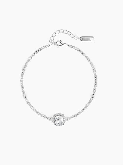 Riva Solitaire Halo Diamond Silver Rakhi Silver