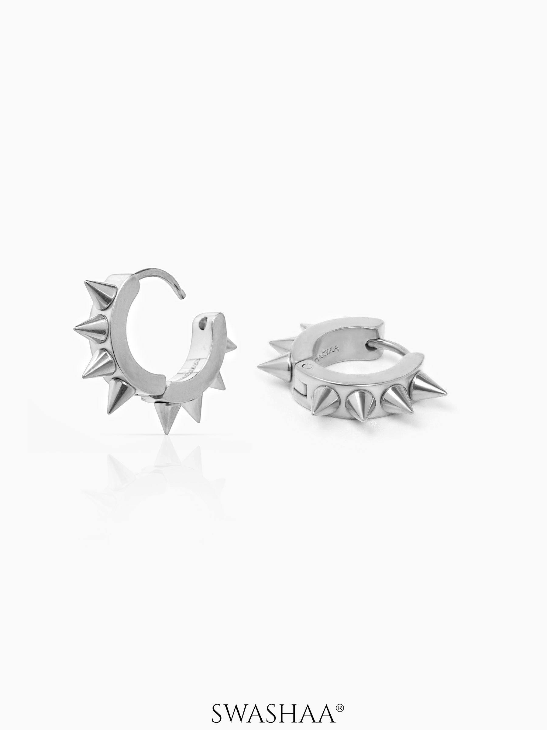 Riven Spiked Men's Hoop Earrings