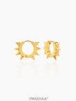Riven Spiked Men's Hoop Earrings 18K Gold Plated