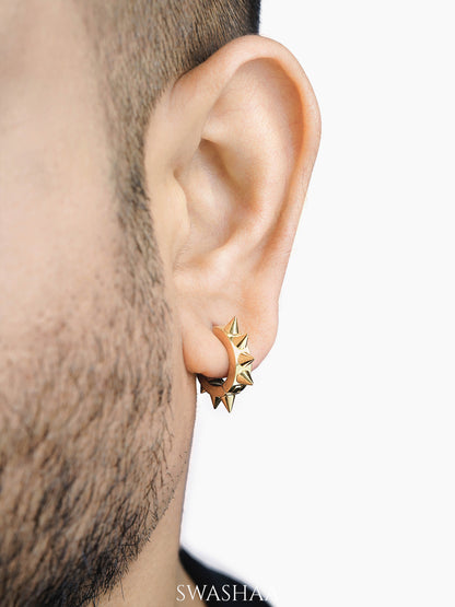 Riven Spiked Men's Hoop Earrings