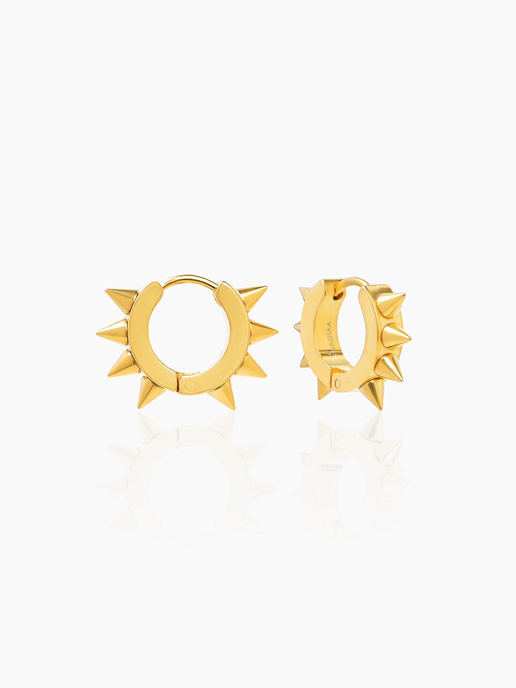 Riven Spiked 18K Gold Plated Men's Hoop Earrings Gold