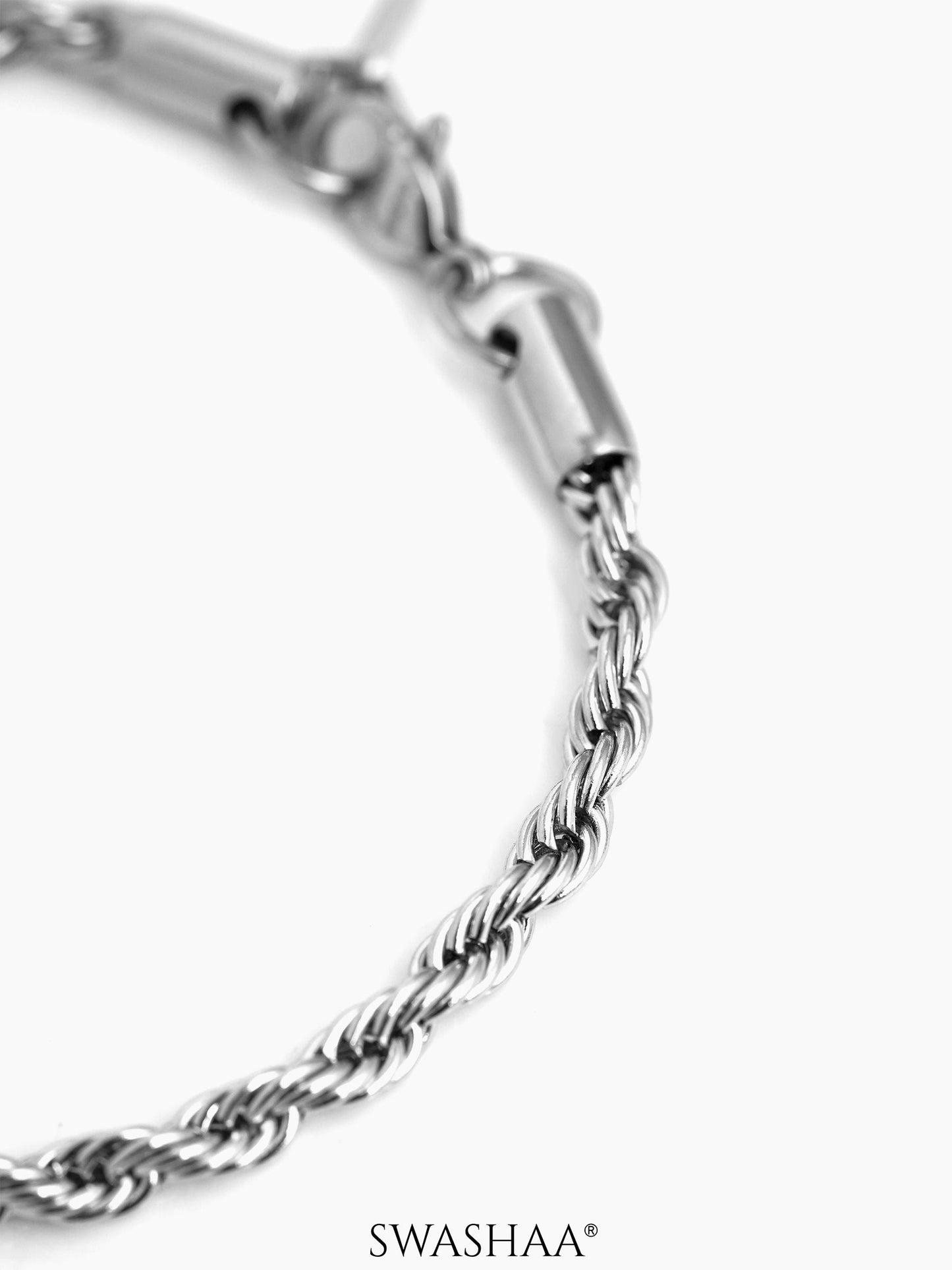 Rope Chain Men's Bracelet Silver 4 MM