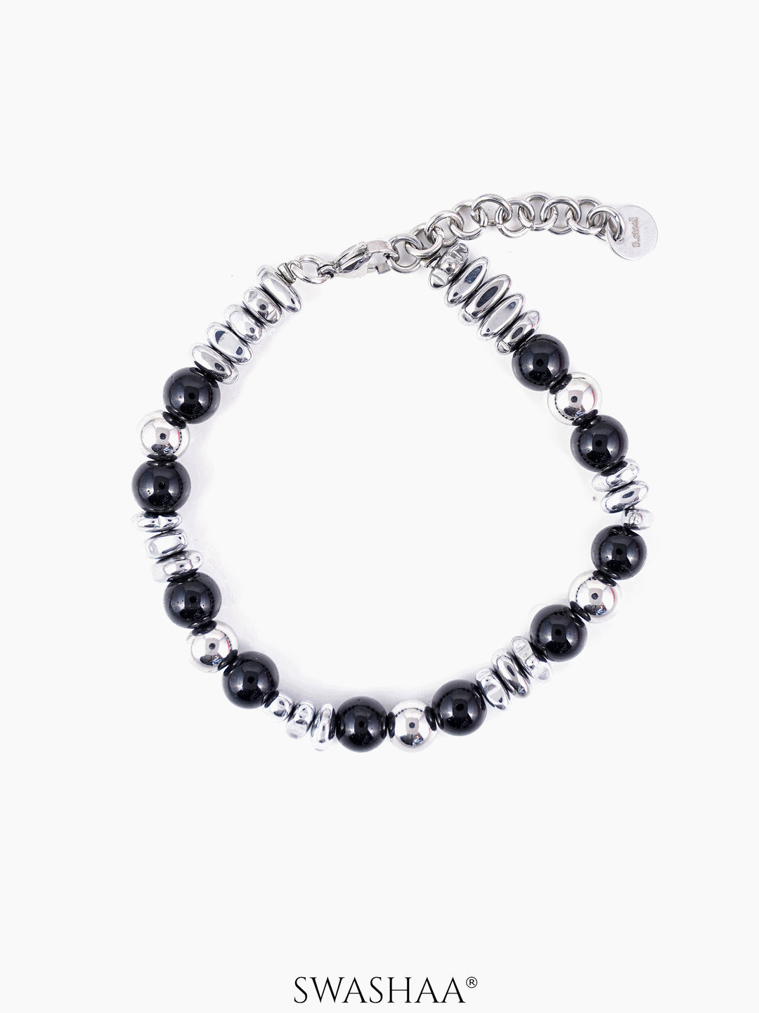 Roi Men's Beaded Bracelet Silver