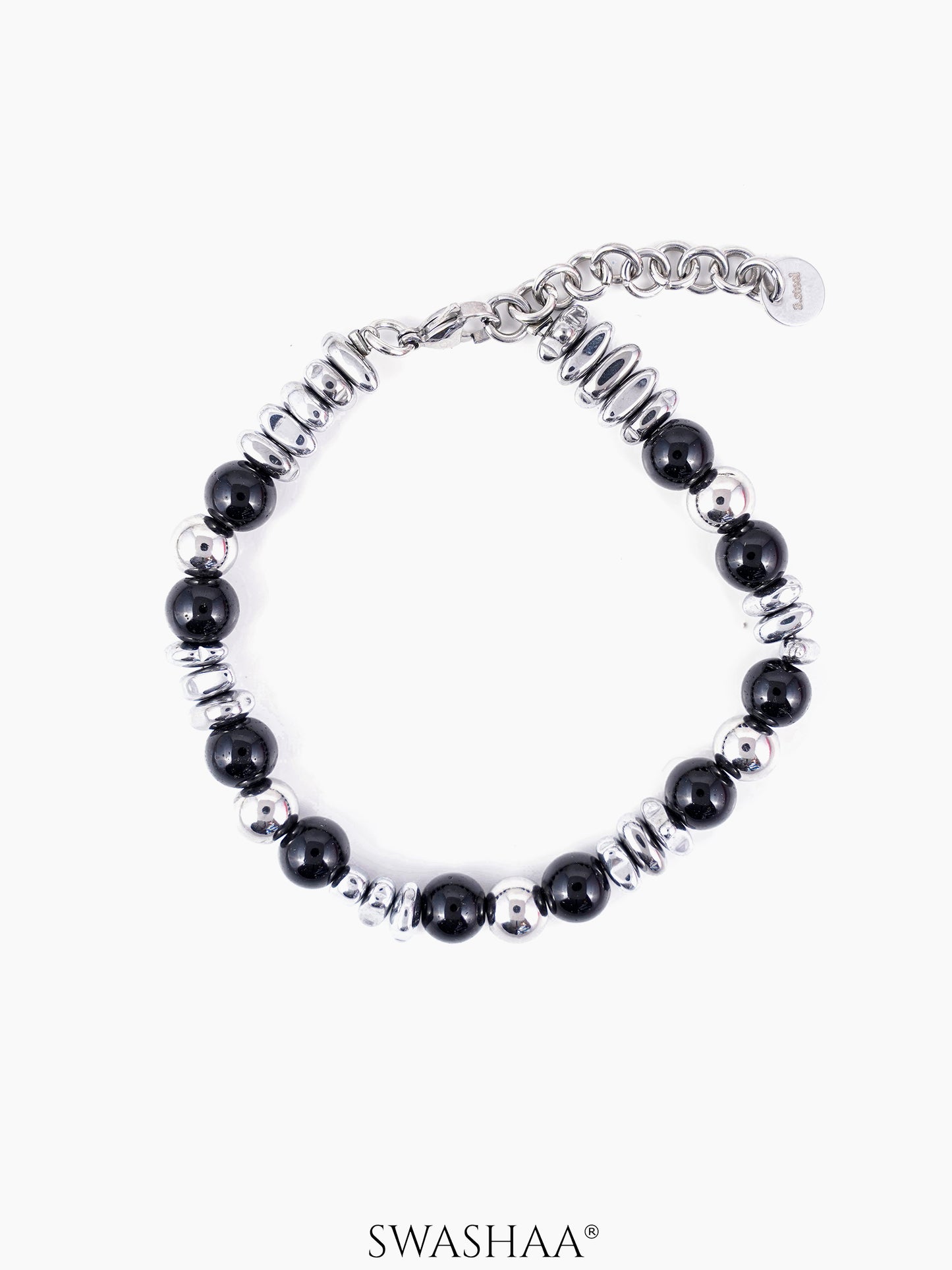 Roi Men's Beaded Bracelet Silver