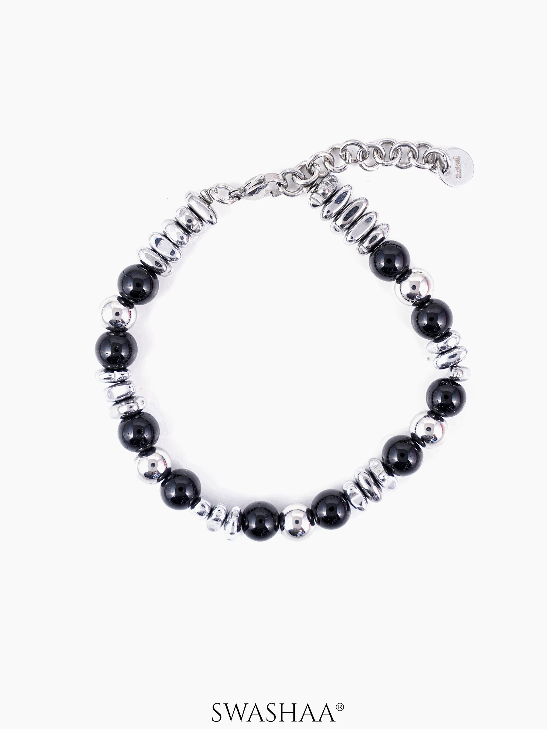 Roi Men's Beaded Bracelet Silver