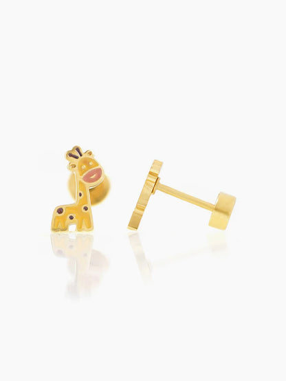 Rooh Giraffe 18K Gold Plated Kid's Earrings Gold