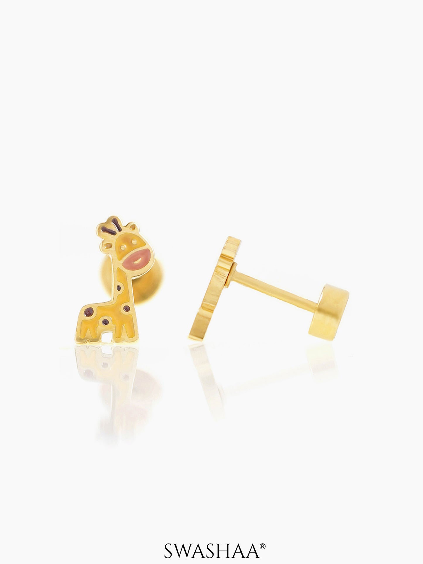 Rooh Giraffe 18K Gold Plated Kid's Earrings