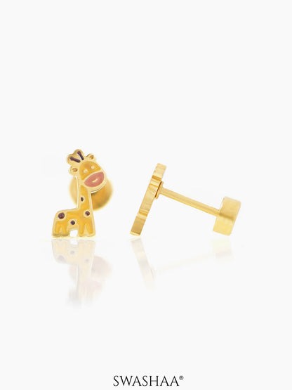 Rooh Giraffe 18K Gold Plated Kid's Earrings Gold