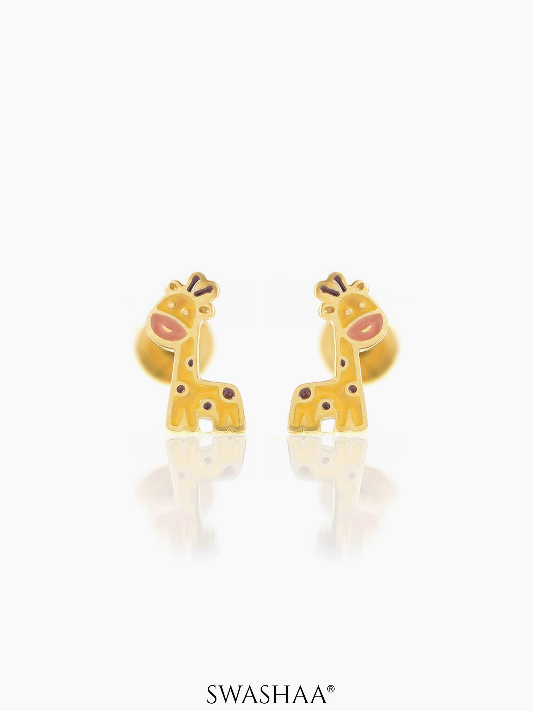 Rooh Giraffe 18K Gold Plated Kid's Earrings