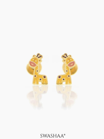 Rooh Giraffe 18K Gold Plated Kid's Earrings