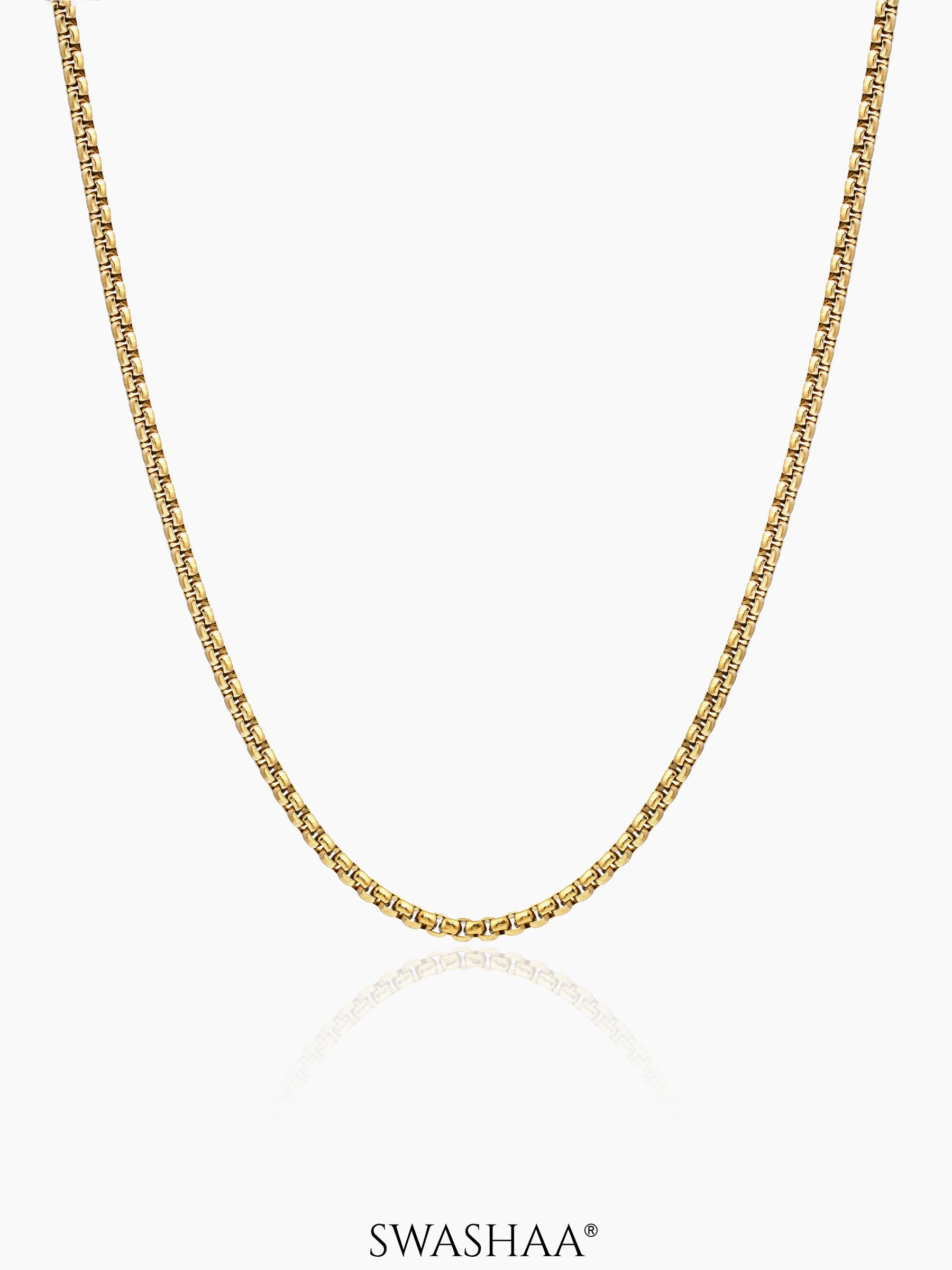 Round Box Men's Chain 18K Gold Plated