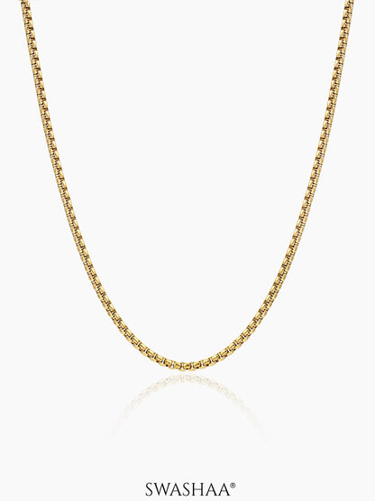 Round Box Men's Chain 18K Gold Plated
