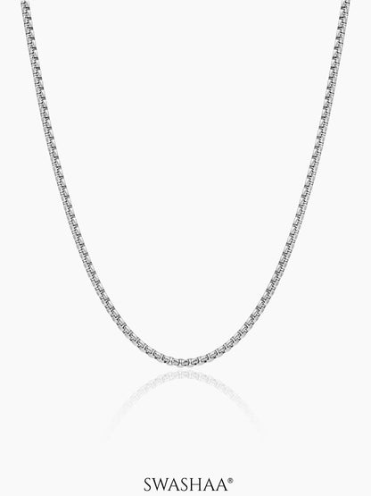 Round Box Men's Chain Silver