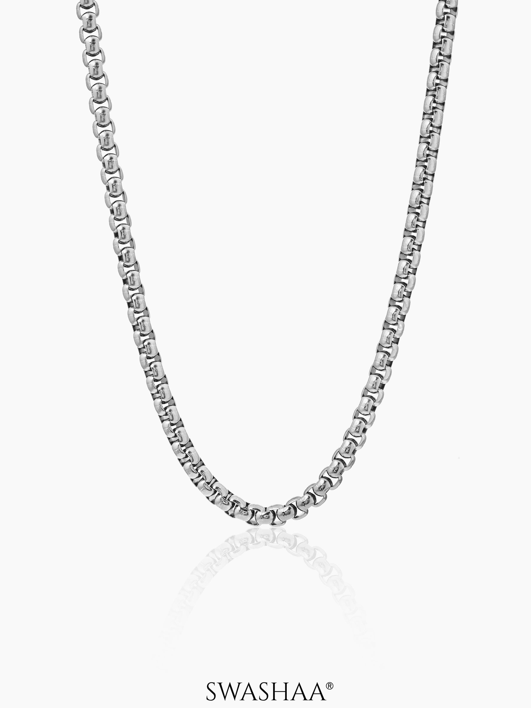 Round Box 5 MM Men's Chain Silver