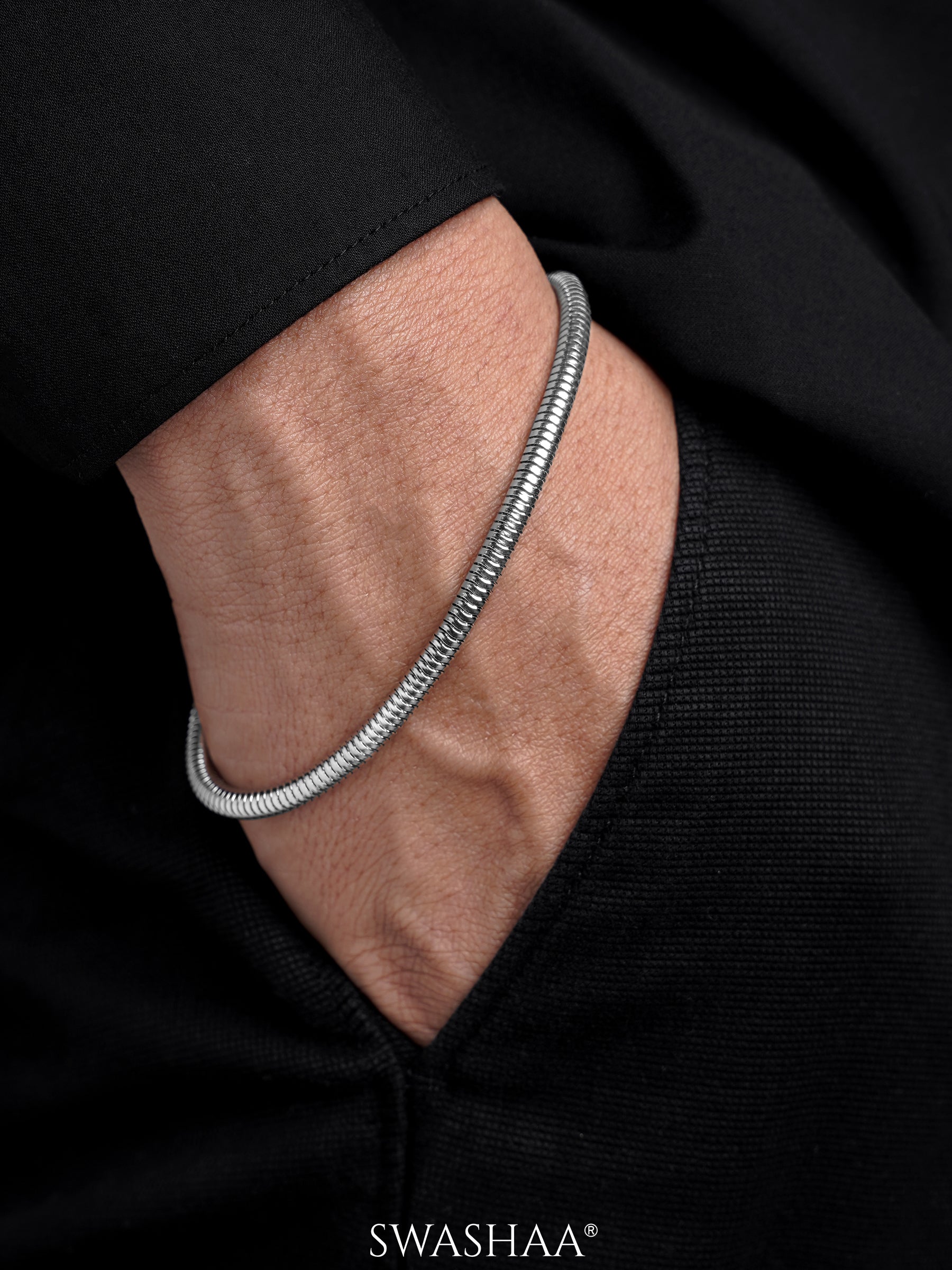 Round Snake Chain 4 MM Men's Bracelet