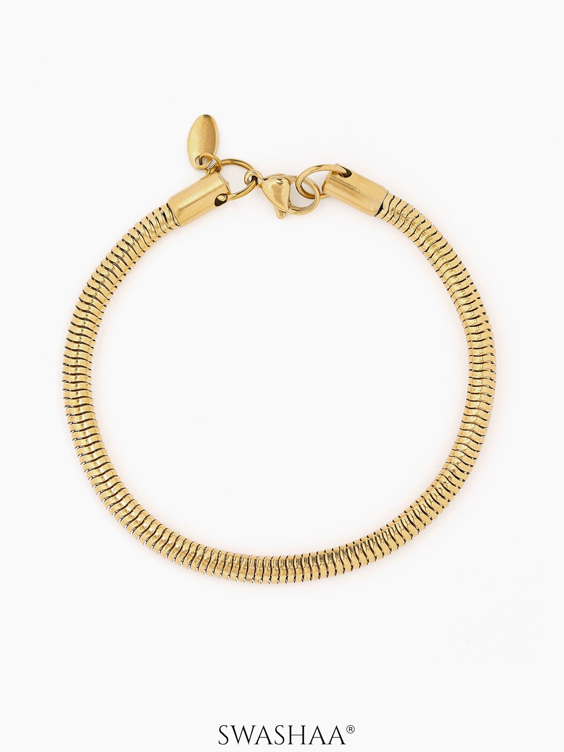 Round Rope Chain 4 MM Men's Bracelet 18K Gold Plated